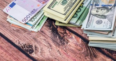 arka plan olarak birçok dolar ve euro banknot.