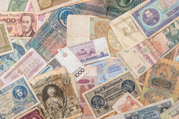 Papiergeld Der Alten Welt Verschiedener Länder Als Hintergrund — Stockfoto