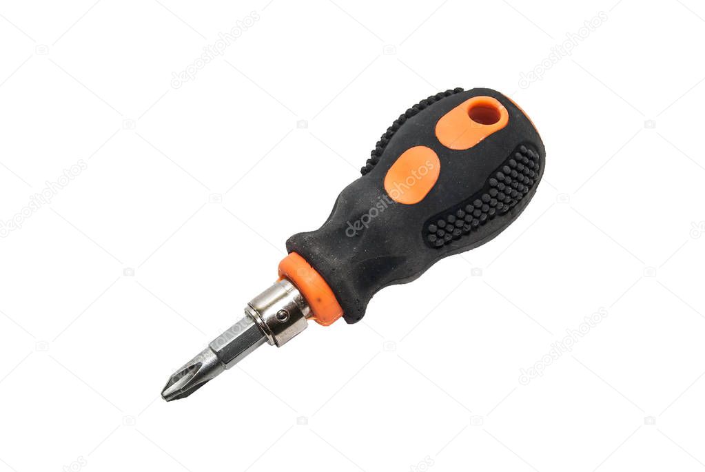 orange screwdriver isolated on white background