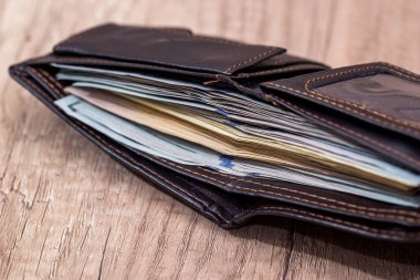 Resepsiyon cüzdan dolar. yakın çekim.