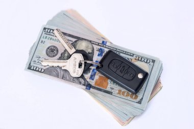 Araba bizimle Doları Beyaz arka plan üzerinde anahtar