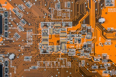 Devre kartı. Teknoloji ve elektronik - bölüm eski doku için anakart yakın.