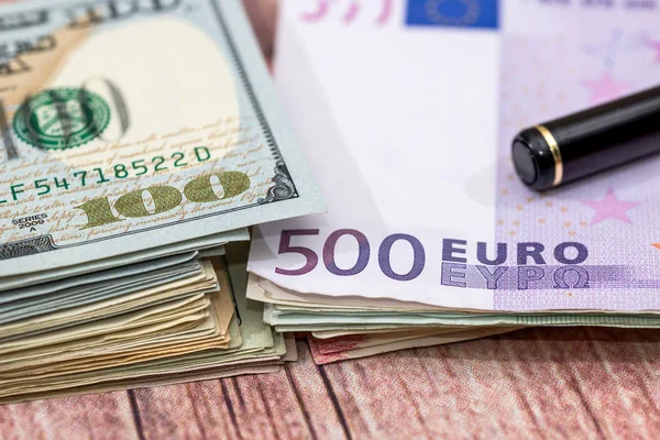 Dollarn Eurosedlar Som Bakgrund För Affärsidé — Stockfoto