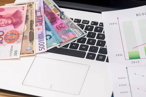 most world paper money with laptop