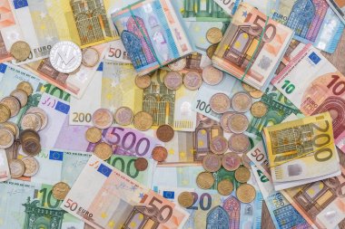 bitcoin, litecoin, euro para ve faturaları, para kavramı