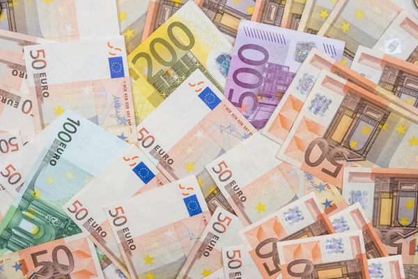 Los Billetes Euros Como Fondo 100 200 500 — Foto de Stock