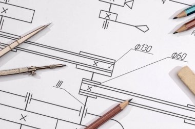 teknik çizim detay ve birkaç çizim araçları.