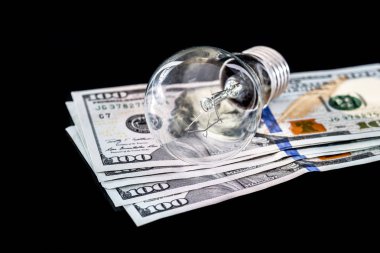 siyah izole Doları ile ampul. yakın çekim