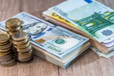 dolar ve euro banknot para ile. yakın çekim