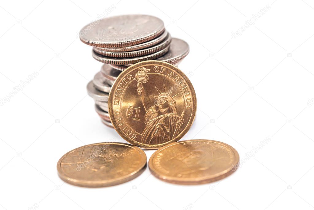 usa coin isolated on white. close up.