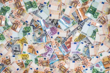 İki önde gelen para birimi - dolar ve euro faturaları için tasarım