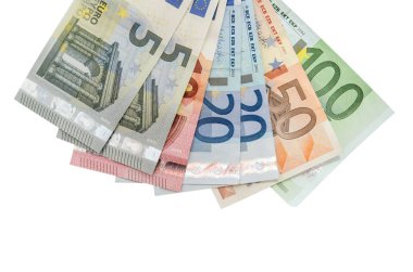 Grup euro banknot izole görünümünü