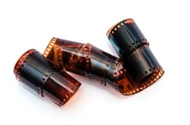 Birçok 35 mm negatif film izole aile fotoğrafları ile