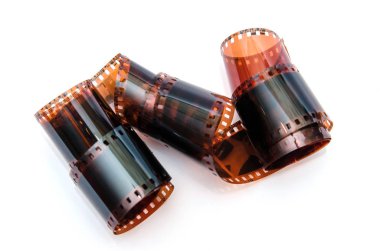 Birçok 35 mm negatif film izole aile fotoğrafları ile