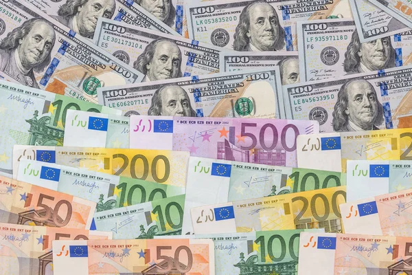 Mix Dolar Euro Bankovky Pozadí Peníze — Stock fotografie