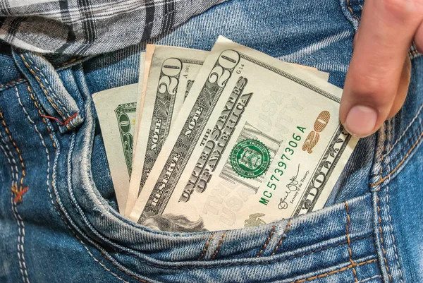 Mannenhand Met Dollars Zak — Stockfoto