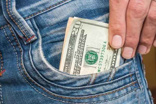 Male Hand Dollars Pocket — Stock Photo, Image