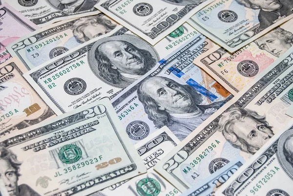 Haufen Verschiedener Amerikanischer Dollars — Stockfoto