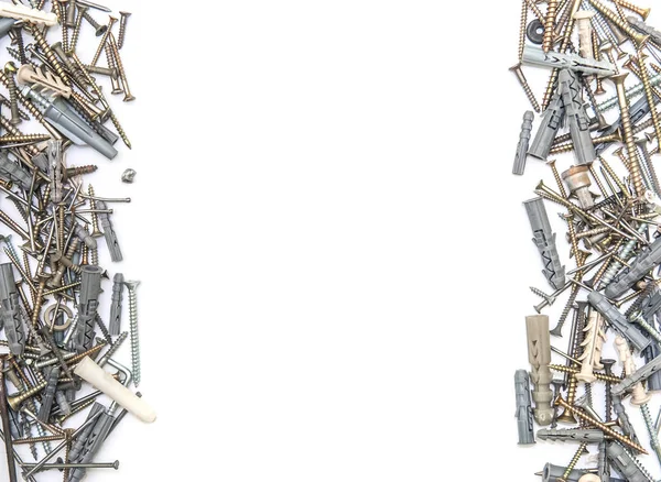 Schrauben Mit Kunststoffdübeln Isoliert Auf Weißem Hintergrund — Stockfoto