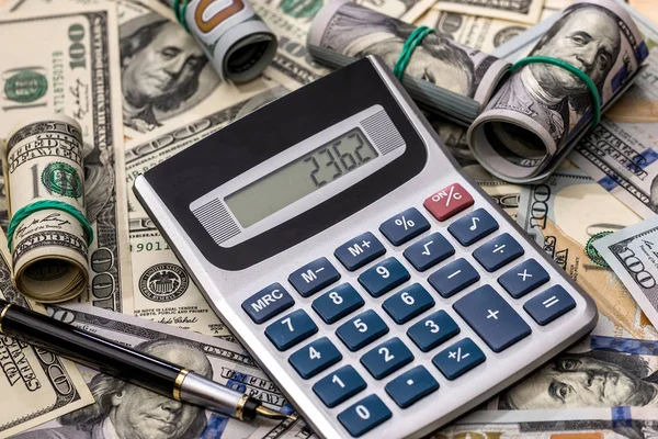 Фінансова Концепція Долар Ручка Калькулятор — стокове фото