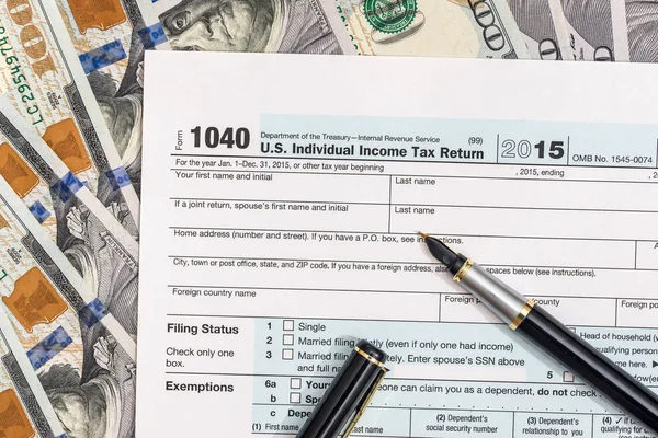 1040 Tax Form Money — Stock Photo, Image