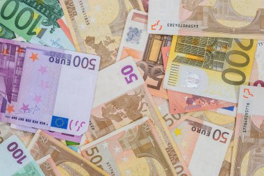 Arka plan olarak farklı euro faturaları