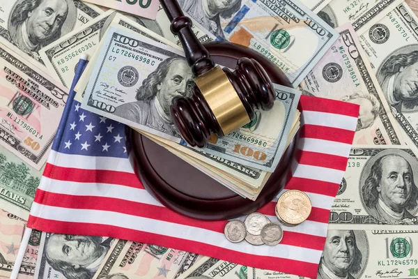 Hammer Judge Dollar Flag — Stock Photo, Image