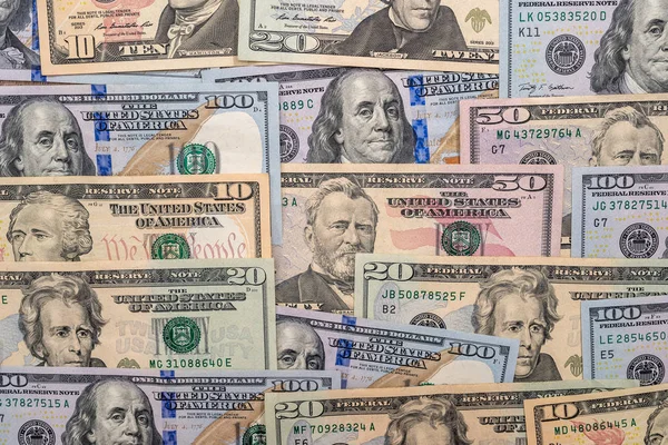 Muchos Diferentes Nos Dólar Como Fondo — Foto de Stock