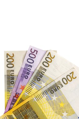 Beyaz bir arka plan üzerinde izole euro banknot