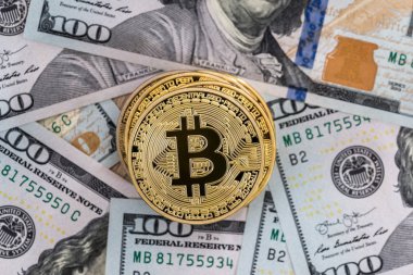 Bitcoins dolar yerleştirilir. Yakın çekim