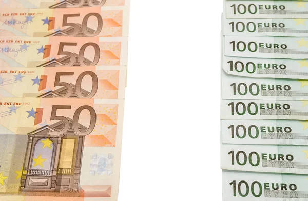 100 Ευρώ Και Ευρώ Σημείωση Απομονωμένες — Φωτογραφία Αρχείου