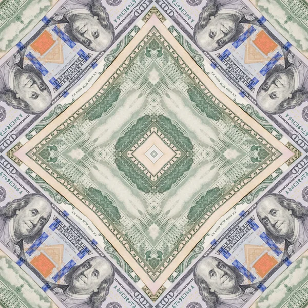 Varios billetes de dólar. efecto caleidoscopio — Foto de Stock