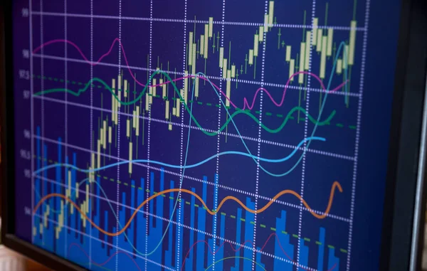 Gráfico Negociação Investimento Mercado Ações — Fotografia de Stock