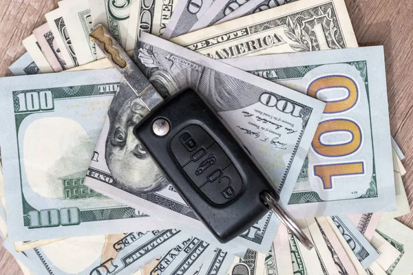 Chave Carro Notas Dólar — Fotografia de Stock