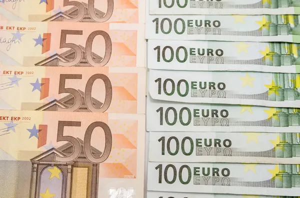 Χαρτονομίσματα Των Και 100 Ευρώ — Φωτογραφία Αρχείου