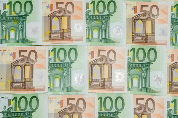 Τραπεζογραμματίων Και 100 Ευρώ Closeup Φόντο — Φωτογραφία Αρχείου