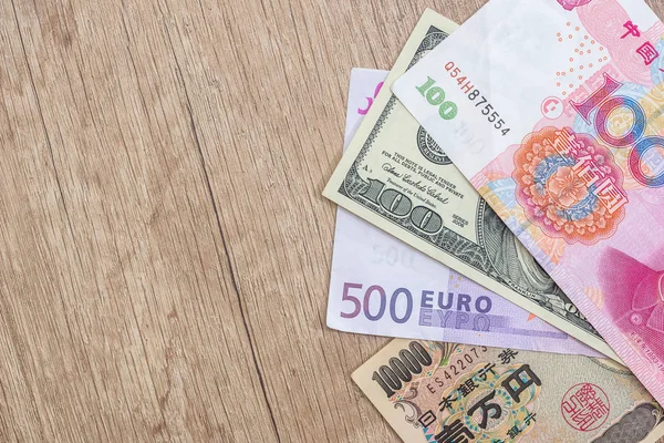 Japoński Jen Nam Dolar Yuan Chiński Euro Koncepcja Finansowych — Zdjęcie stockowe