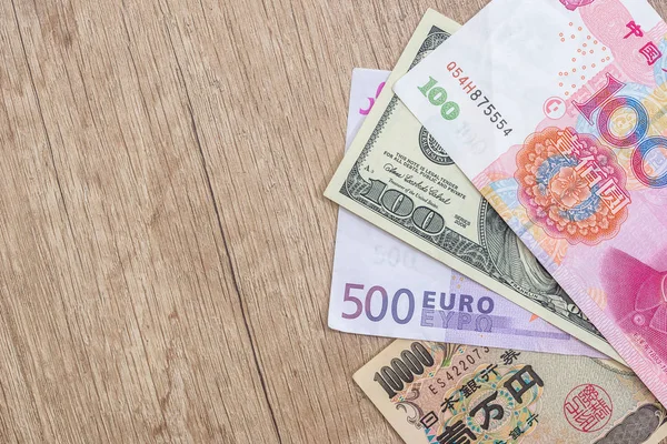 Japanischer Yen Dollar Chinesischer Yuan Euro Finanzkonzept — Stockfoto