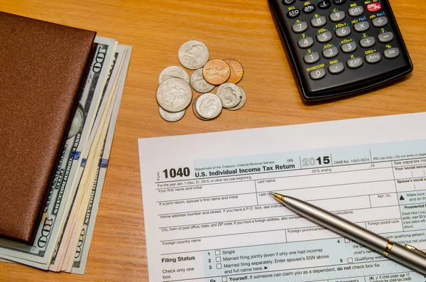Formulário Imposto 1040 Para 2016 Ano Com Calculadora — Fotografia de Stock