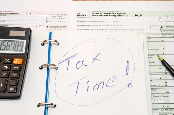 Formulario Impuestos Bloc Notas Calculadora Pluma — Foto de Stock