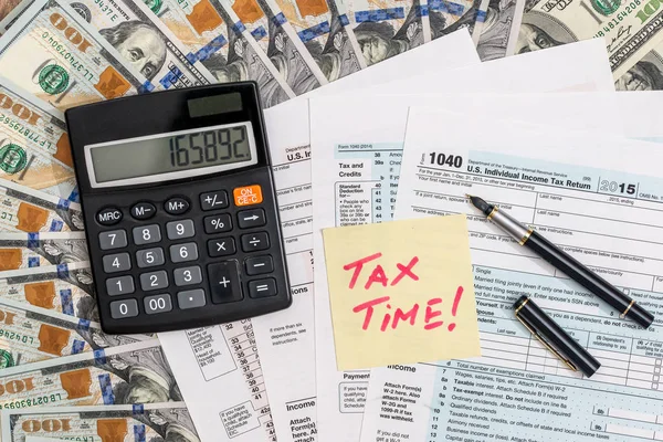 Steuerzeit Steuerformular Mit Geld Stift — Stockfoto