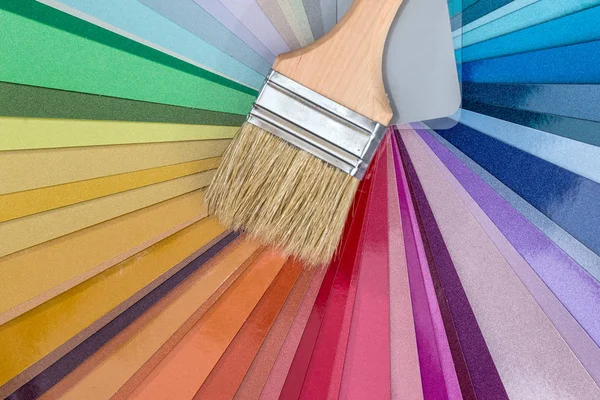 Brush for painting on colour swatches, close up