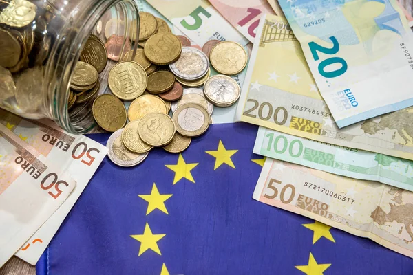Flaggan Europa Med Euron Pengar — Stockfoto