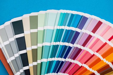 Mavi arkaplanda izole edilmiş renk palet örnekleyici