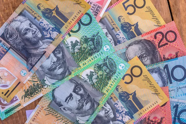 Banknoty Dolarach Australijskich Używane Jako Tło Zbliżenie — Zdjęcie stockowe