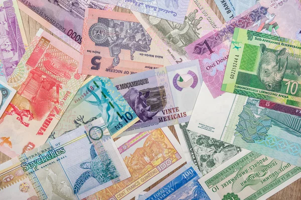 Olika Pengar Afrikanska Länder Närbild — Stockfoto