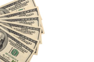 Beyaz bir arka plan üzerine izole Doları notlar