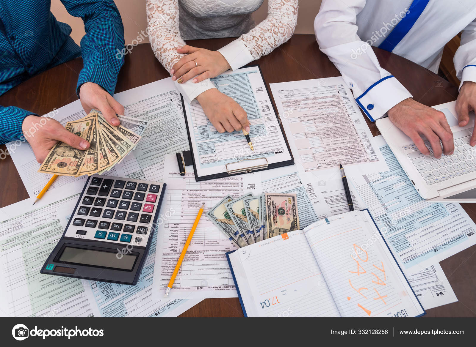 People Filling 1040 Form Helping Each Other Stock Photo By C Alfexe 332128256