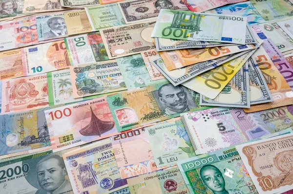 Banknoty Euro Dolara Światowej Zbiórce Pieniędzy — Zdjęcie stockowe