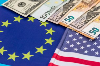 dolar ve euro banknot ulusal bayrak